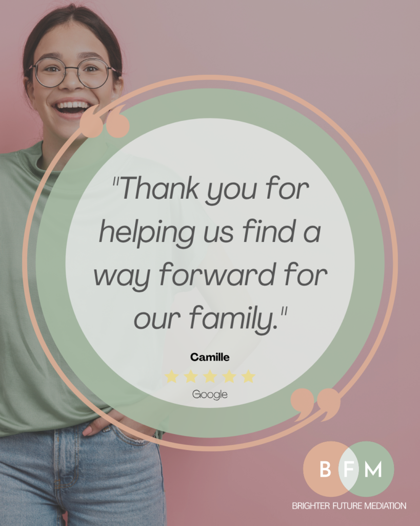 Five-star Google review for Brighter Future Mediation online family mediation, from Camile